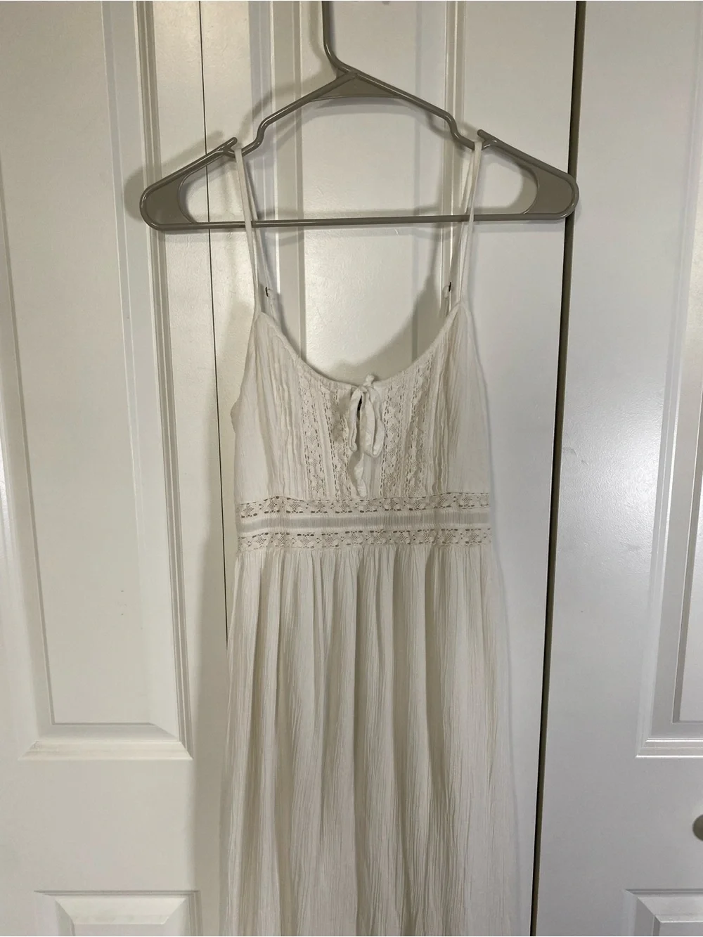 Abercrombie & Fitch Lace-Trim Smocked Tiered Maxi Dress